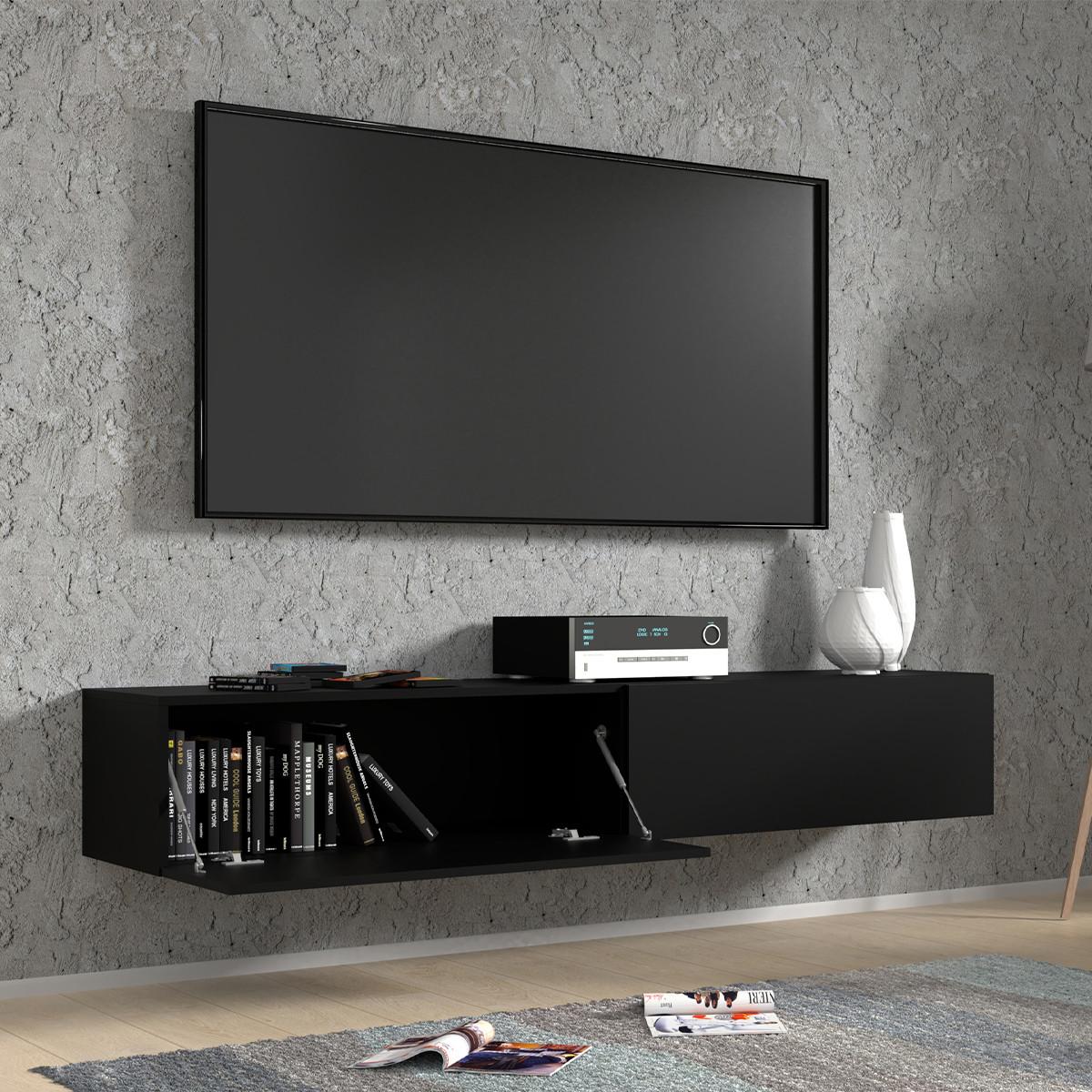 TV-MÖBEL Bali Mattschwarz - Schwarz, Holzwerkstoff (180/30/40cm) - Petits-meubles