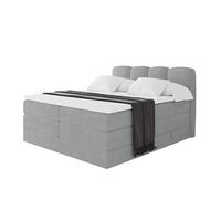 BOXSPRINGBETT mit Matratze H3/H4 - NINA KING - 180x200 cm Grau - Silberfarben, Holzwerkstoff (180/200cm) - ALTDECOR