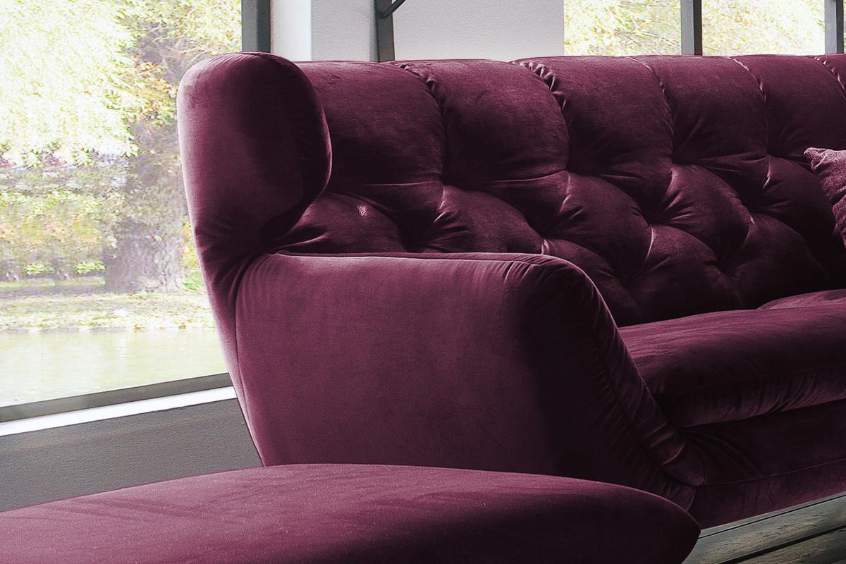 SOFA CHARME Violett Velvet - Violett/Silberfarben, Textil/Metall (175/94/95cm) - KAWOLA