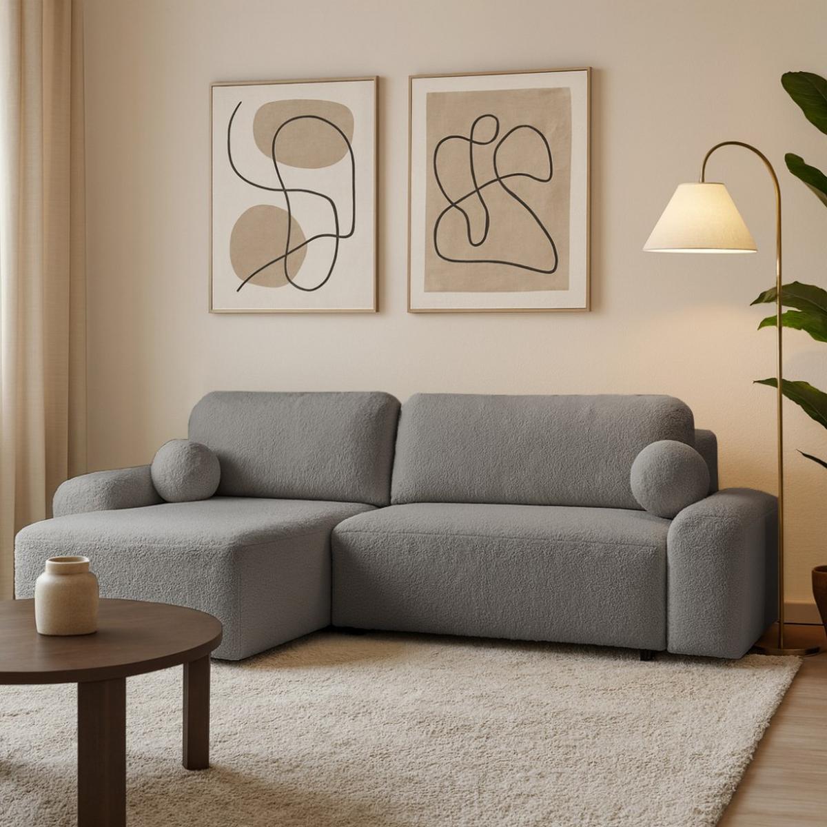 ECKSCHLAFSOFA Noel mit universelle Ottomane, Grau - Dunkelgrau/Schwarz, Textil (280/163cm) - Beautysofa