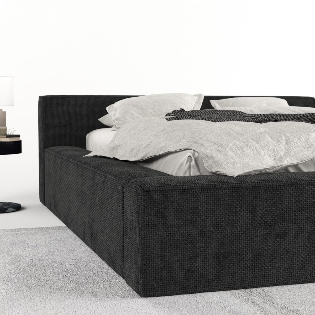 POLSTERBETT Casto mit Stauraum 200/200 cm Schwarz im Bonita Stoff - Schwarz/Naturfarben, Holz/Holzwerkstoff (200/200cm) - AltaBeds