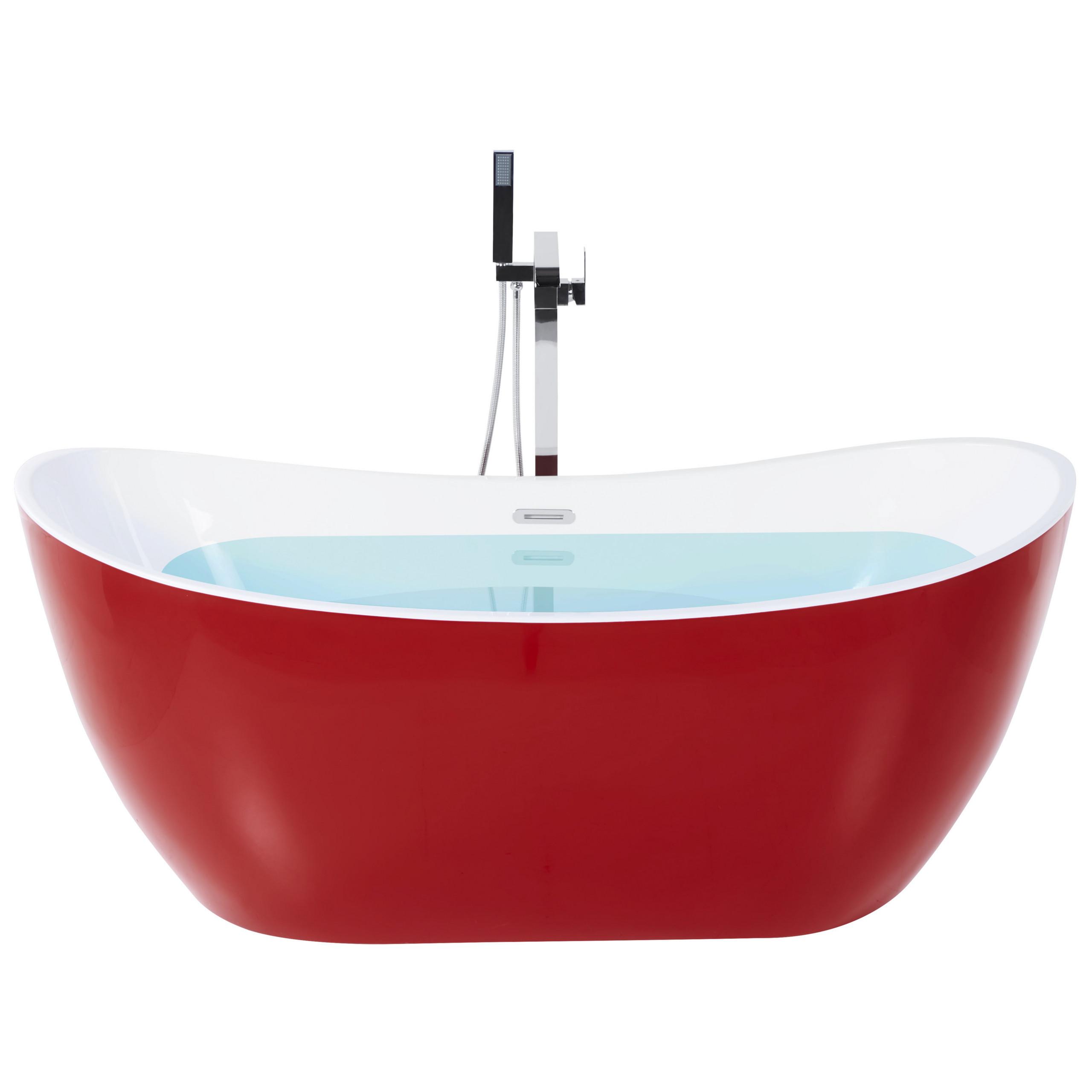 BADEWANNE FREISTEHEND 78x180x72 cm rot Antigua - Rot, Kunststoff (78/72/180cm) - Beliani