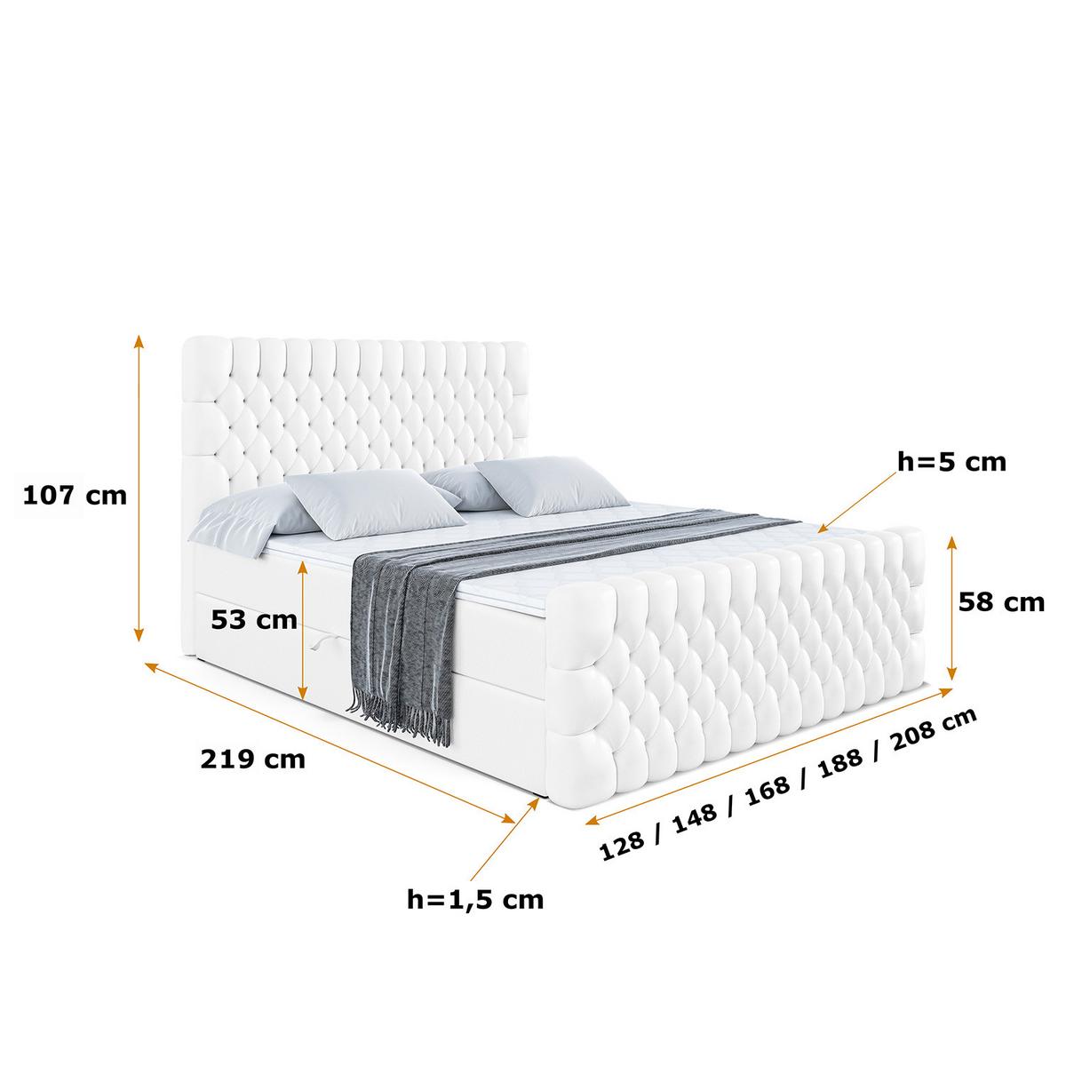 BOXBETT SERENE-Z - 180 x 200 - H3 - Weiß Hochglanz - Weiß Hochglanz, Holzwerkstoff (180/200cm) - ALTDECOR