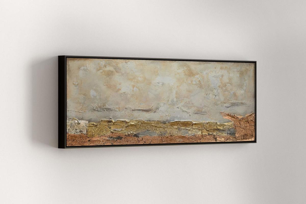 ACRYLBILD HANDGEMALT 120/40 cm - Weiß/Braun, Holz/Textil (120/40cm) - KUNSTLOFT