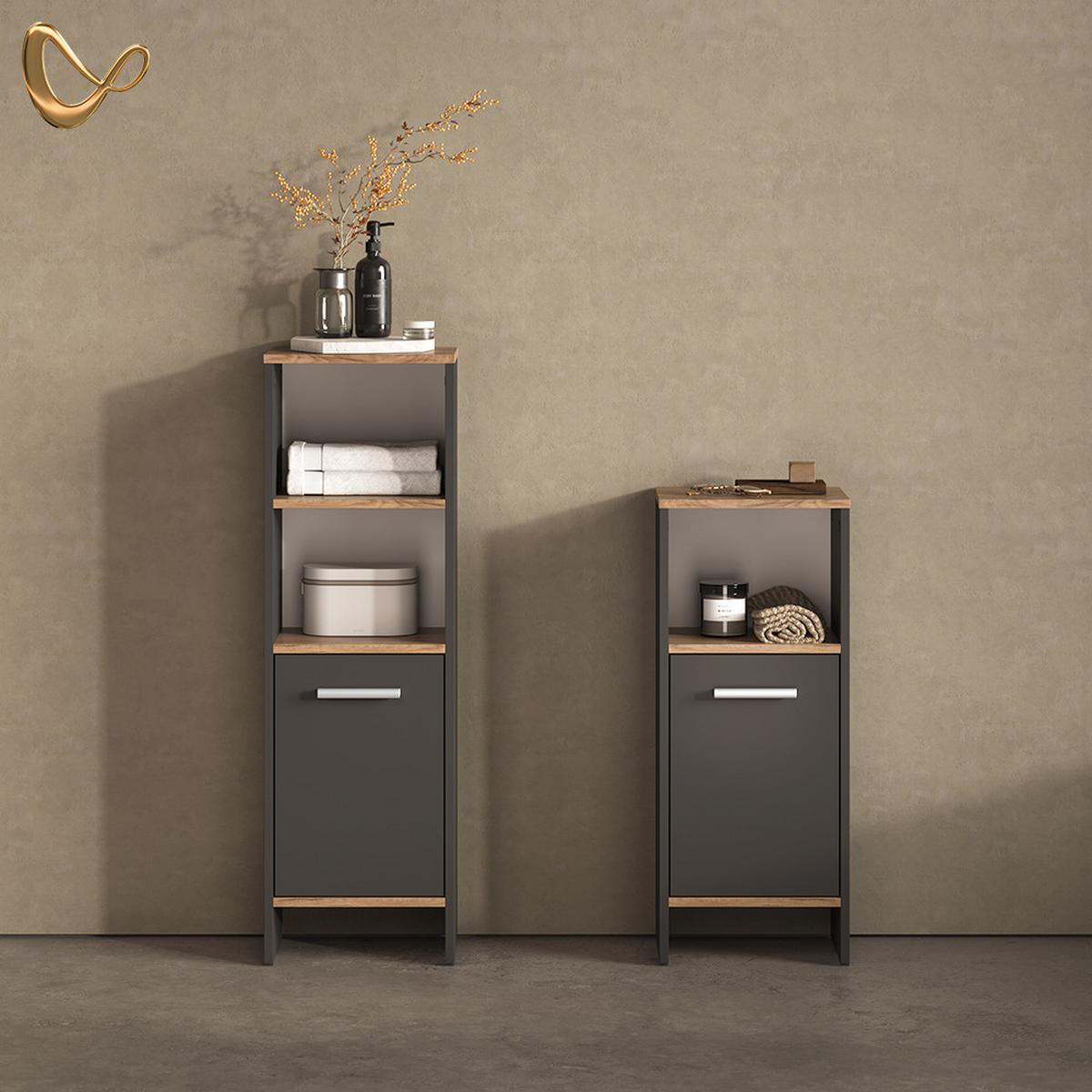 BADMÖBEL-SET Amalfi Anthrazit/Goldkraft Eiche 2 Teile - Honigeiche/Anthrazit, Holzwerkstoff (33.8/108.2/26.3cm) - Livinity®