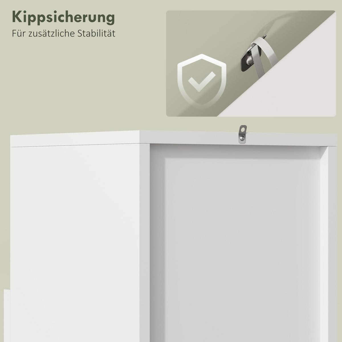 BADEZIMMERSCHRANK Schmal Badschrank mit Verstellbaren Ablagen, offenem Fach - Weiß, Holzwerkstoff (30/71.5/30cm) - HOMCOM