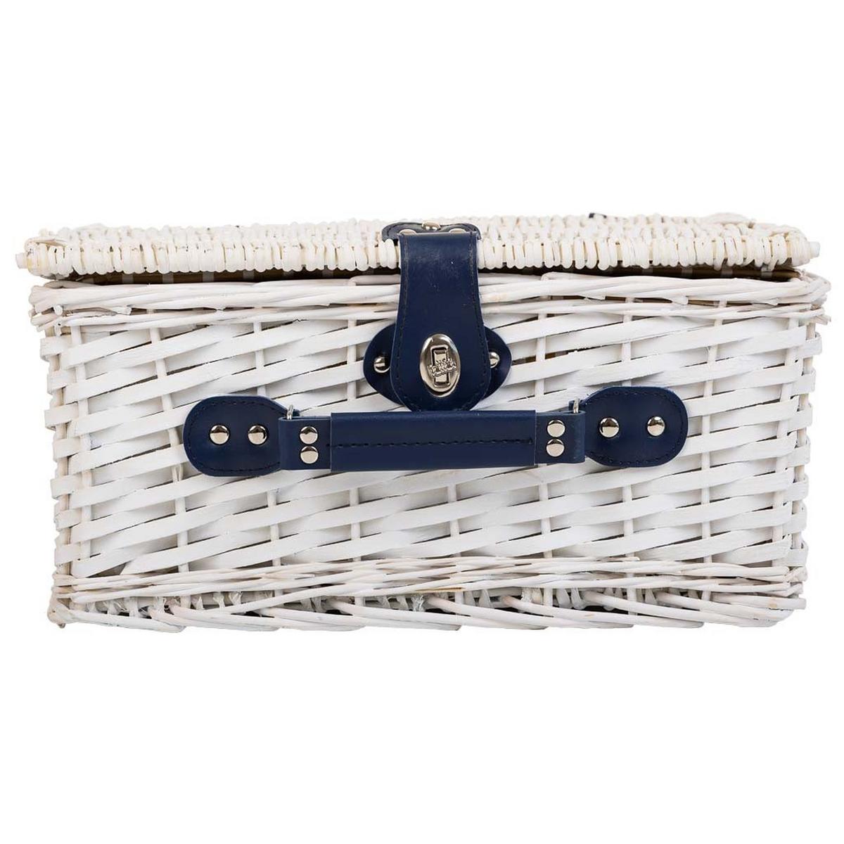 PICKNICKKORB, weiß, 40x28x19cm - Blau, Naturmaterialien (40/19/28cm) - Wanderlust