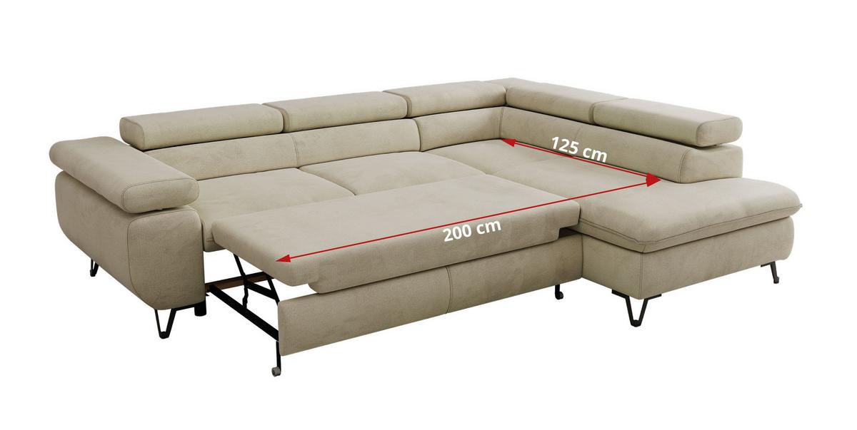 ECKSOFA PABLO L Beige Velvet - Links Seite - Beige/Schwarz, Textil/Metall (208/273cm) - MKS