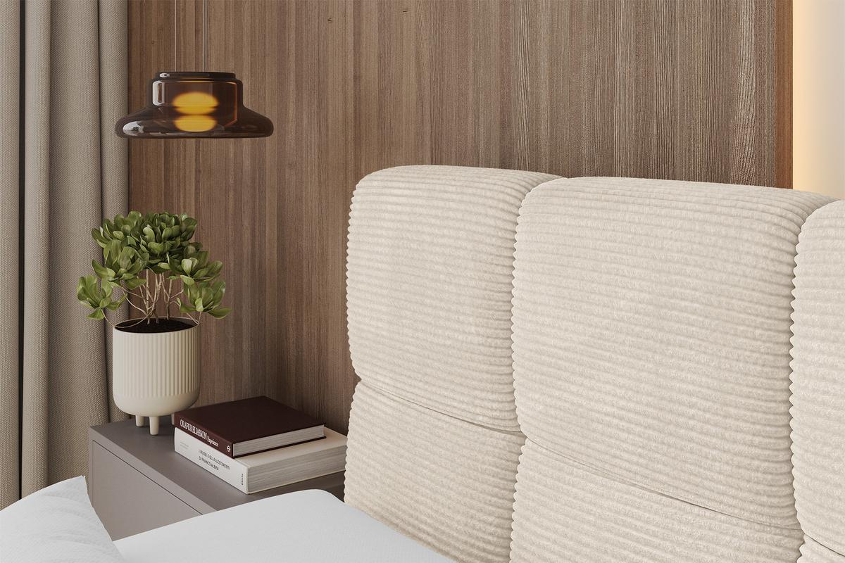 BOXBETT mit Matratze H3 - FAMA - 200x200 cm Beige Poso - Ecru, Holzwerkstoff (200/200cm) - ALTDECOR