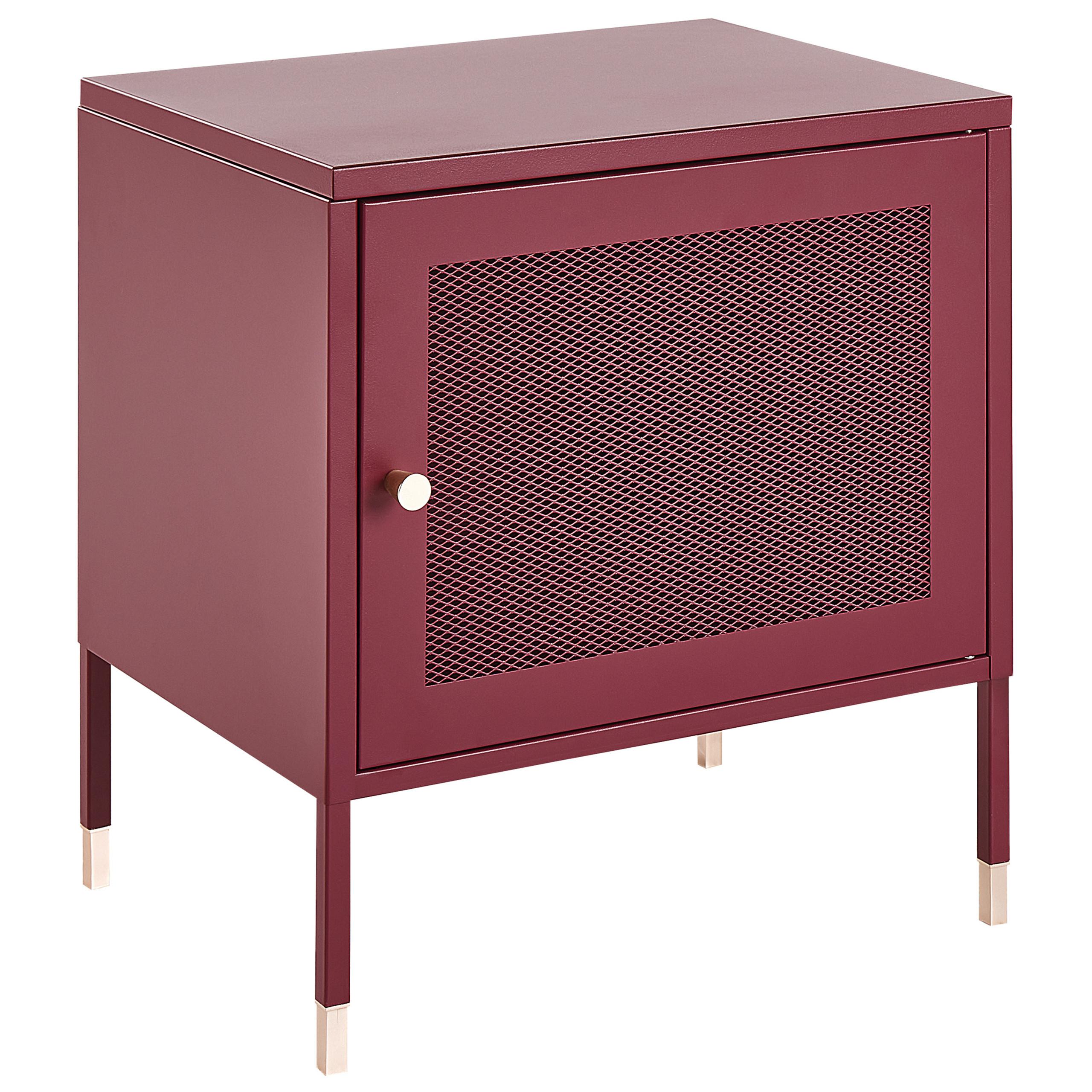 NACHTTISCH Metall dunkelrot 45/35/51 cm Ossett - Rot, Metall (45/51/35cm) - Beliani