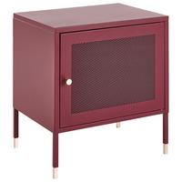 NACHTTISCH Metall dunkelrot 45/35/51 cm Ossett - Rot, Metall (45/51/35cm) - Beliani