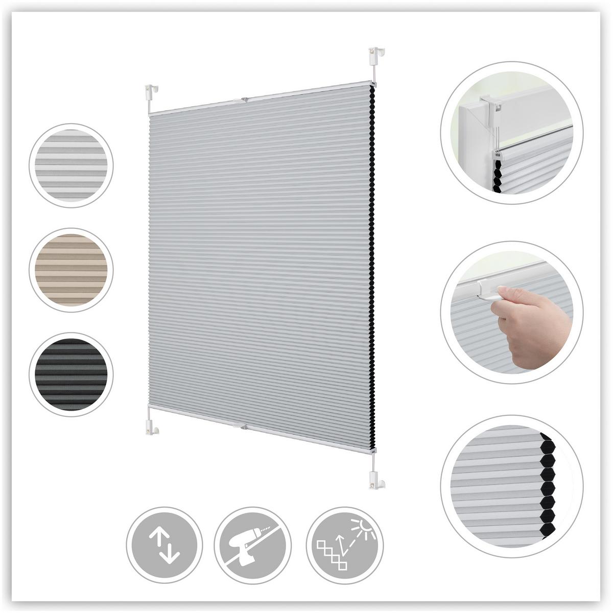 THERMO-PLISSEE KLEMMFIX OHNE BOHREN, VERDUNKELUNG, VERSPANNT Weiß, 130 cm, 85, 130 - Weiß, Kunststoff (85/130cm) - Lichtblick Original