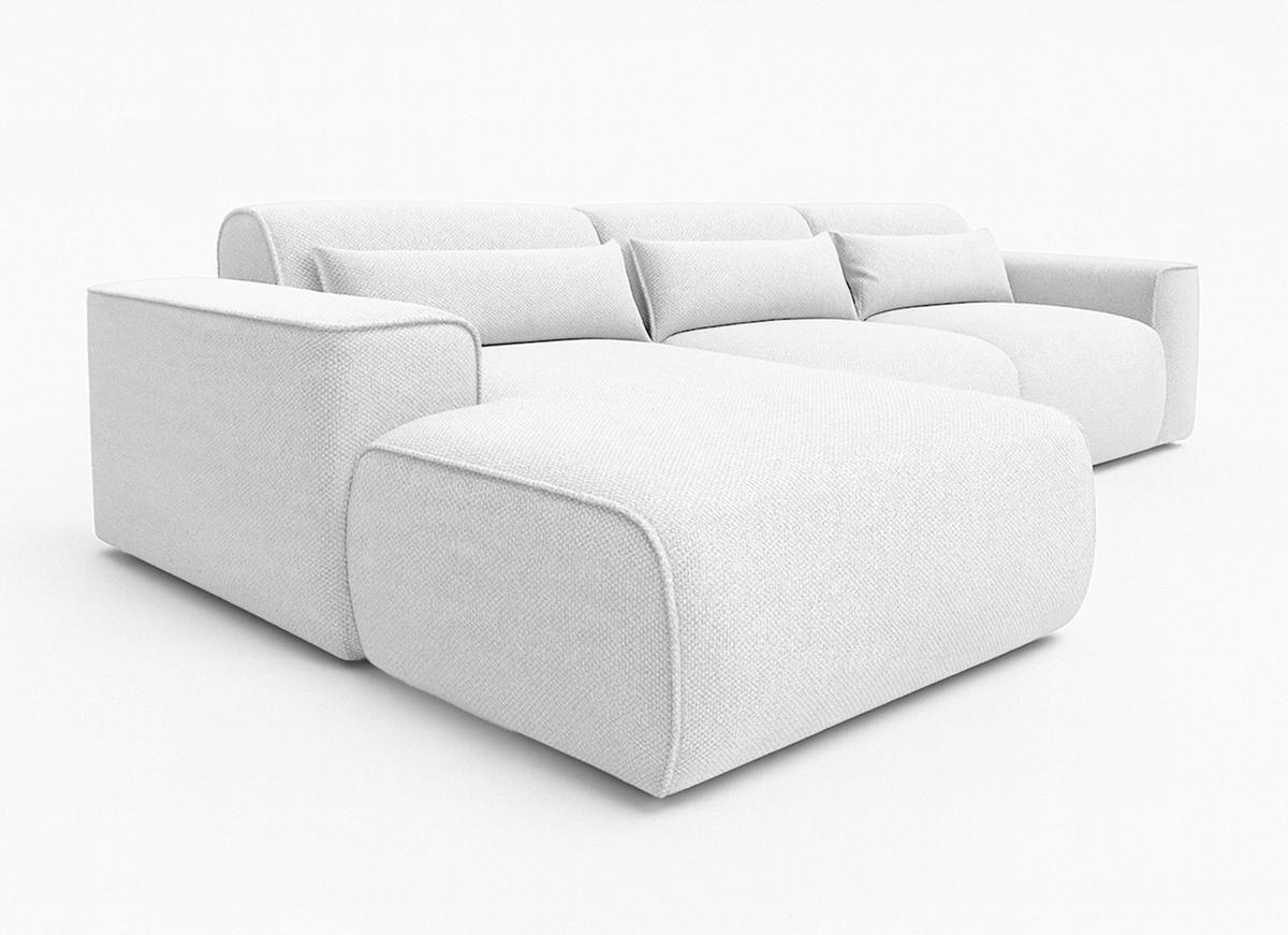 ECKSOFA L Form Ruyam Perlweiß 310/165/78 cm – Schlaffunktion Links - Schwarz/Weiß, Kunststoff/Textil (170/310cm) - AX Living