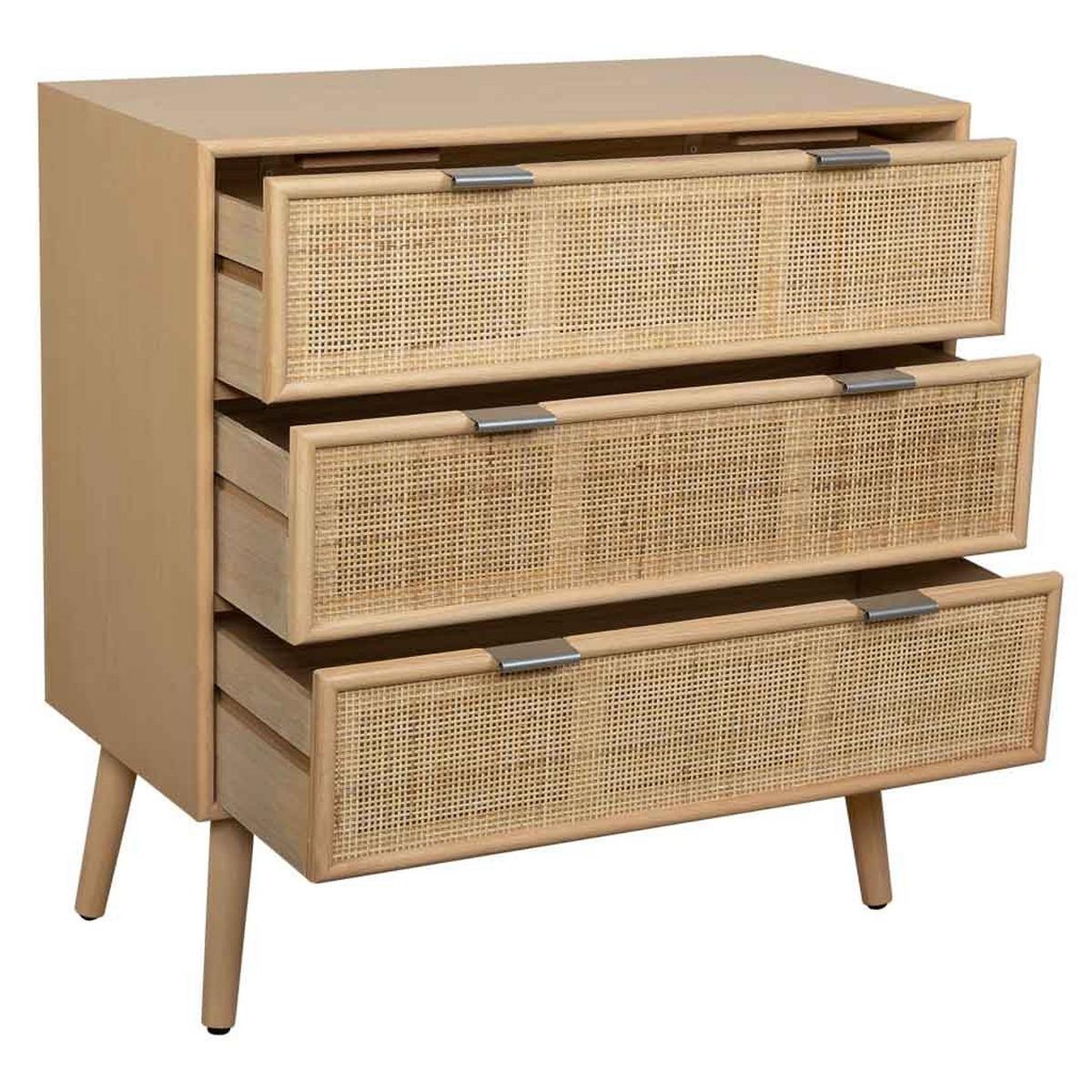 KOMMODE aus MDF und Rattan und Gitter, braun, 75x35x78cm - Braun, Holzwerkstoff (75/78/35cm) - Wanderlust