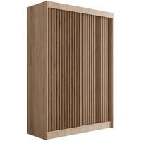KLEIDERSCHRANK mit Lamel-Schiebetüren VILANv2 - 120 cm Sonoma Eiche + Lamelle Eiche Wotan - Eiche Wotan/Sonoma Eiche, Holzwerkstoff (120/215/61cm) - ALTDECOR