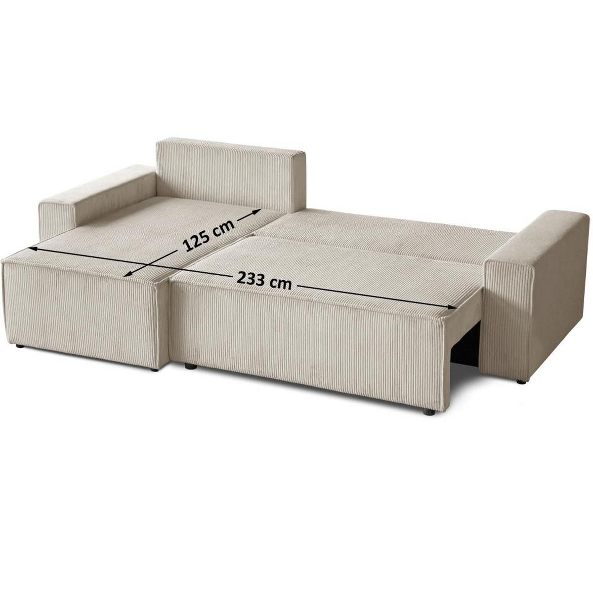 ECKSCHLAFSOFA mit Schlaffunktion Hektor, 277 cm, Ottomane 100 cm, beige - Beige/Schwarz, Kunststoff/Textil (277/152cm) - Beautysofa