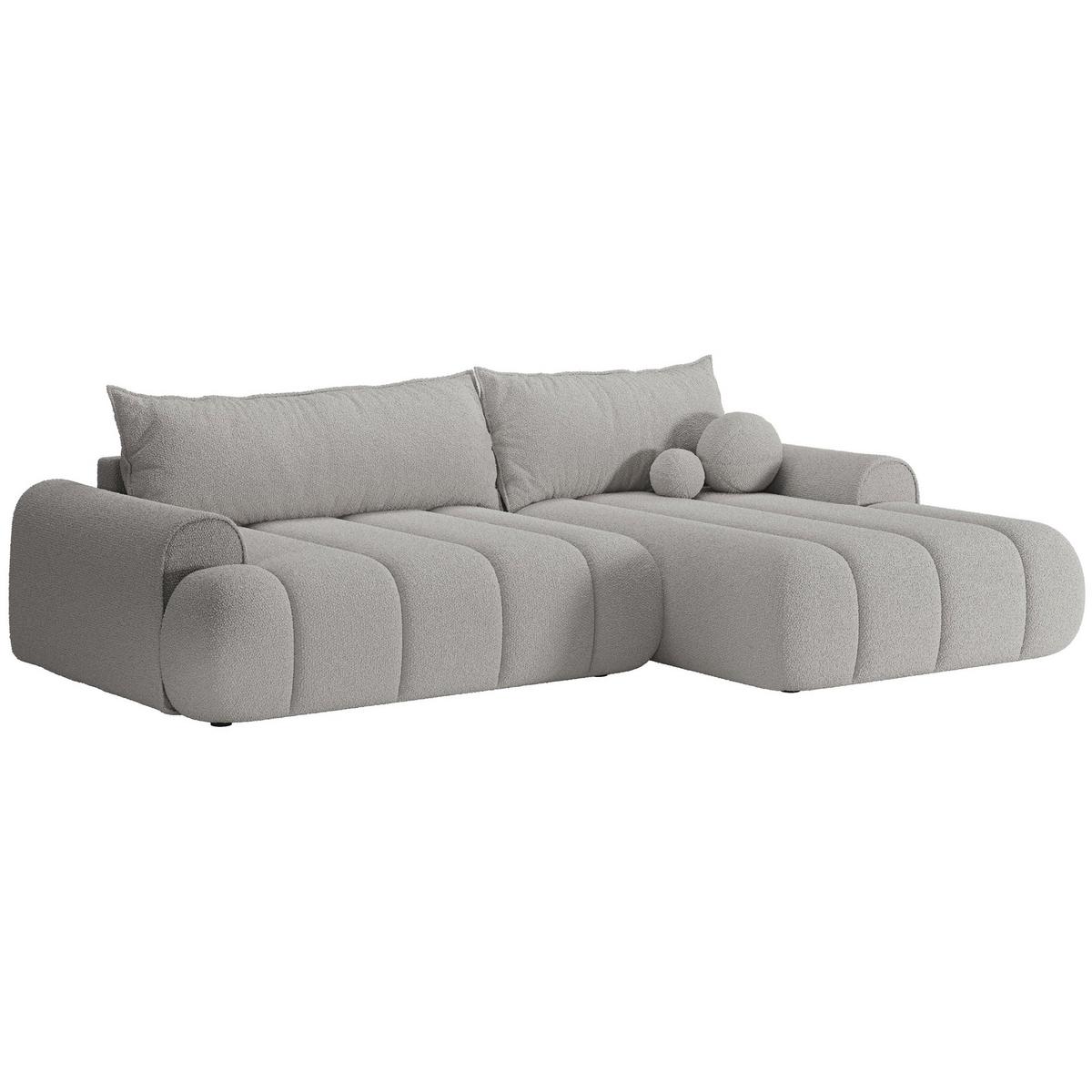 ECKSOFA Dandelino Hellgrau mit Bouclé-Bezug, rechts - Hellgrau/Schwarz, Kunststoff/Textil (172/271cm) - Selsey