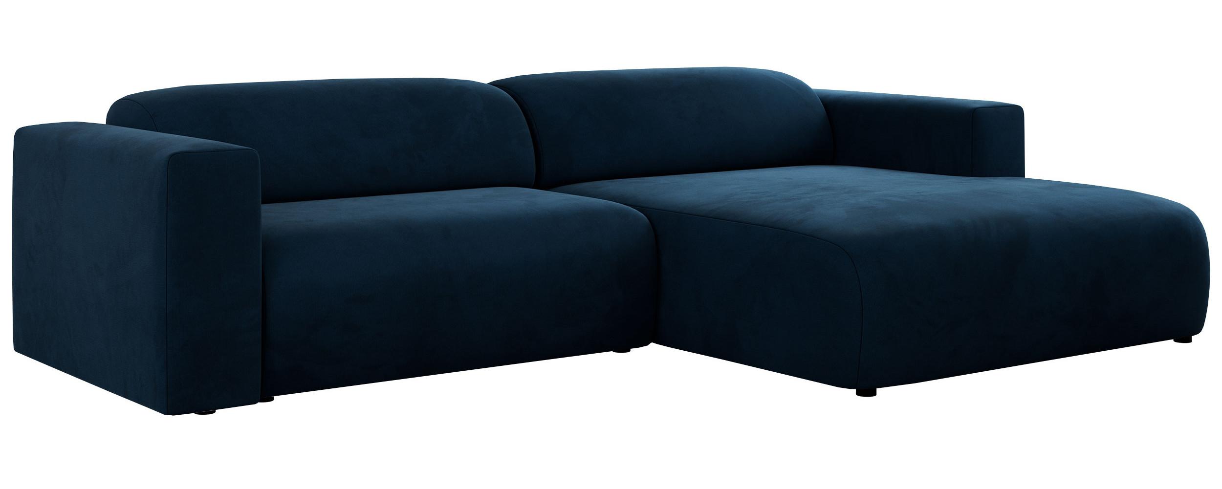 OFERTA WYCOFANA ECKSOFA PASADENA Dunkelblau Velvet Rechts Seite - Schwarz/Dunkelblau, Kunststoff/Textil (288/180cm) - MKS