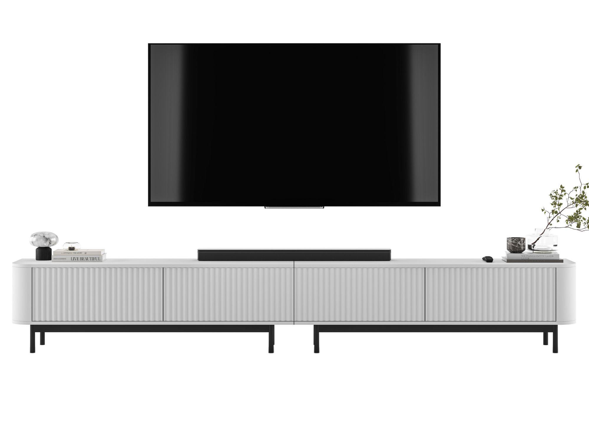 TV-LOWBOARD 2er-Set Aurora Weiß matt 280 cm mit Metallrahmen - Schwarz/Weiß, Holzwerkstoff/Metall (280/44/35cm) - Meble Lindner