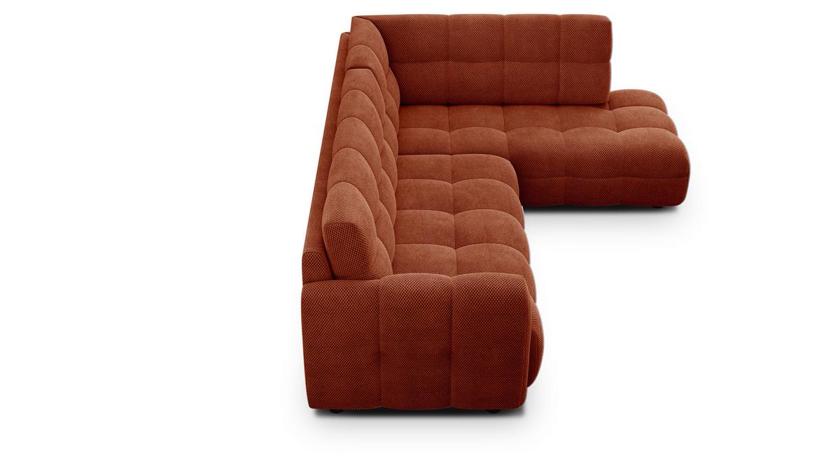 ECKSOFA MELLOW 5-Sitzer, dunkelorange - Dunkelorange/Schwarz, Holz/Textil (283/191cm) - Wozimo