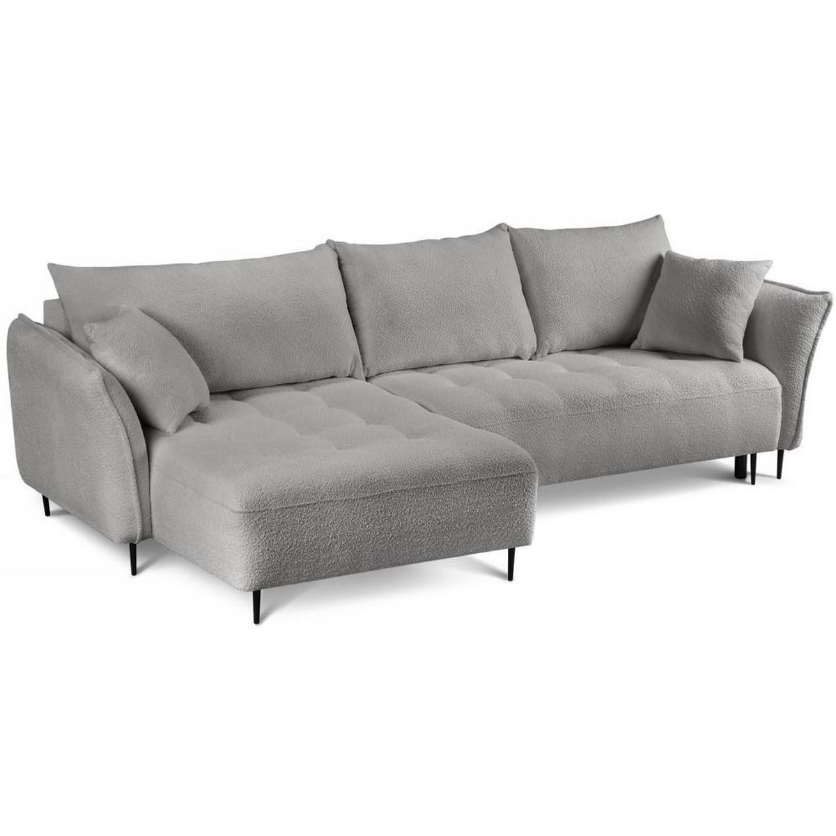 ECKSCHLAFSOFA Bari links grau - Schwarz/Grau, Textil (276/158cm) - Beautysofa