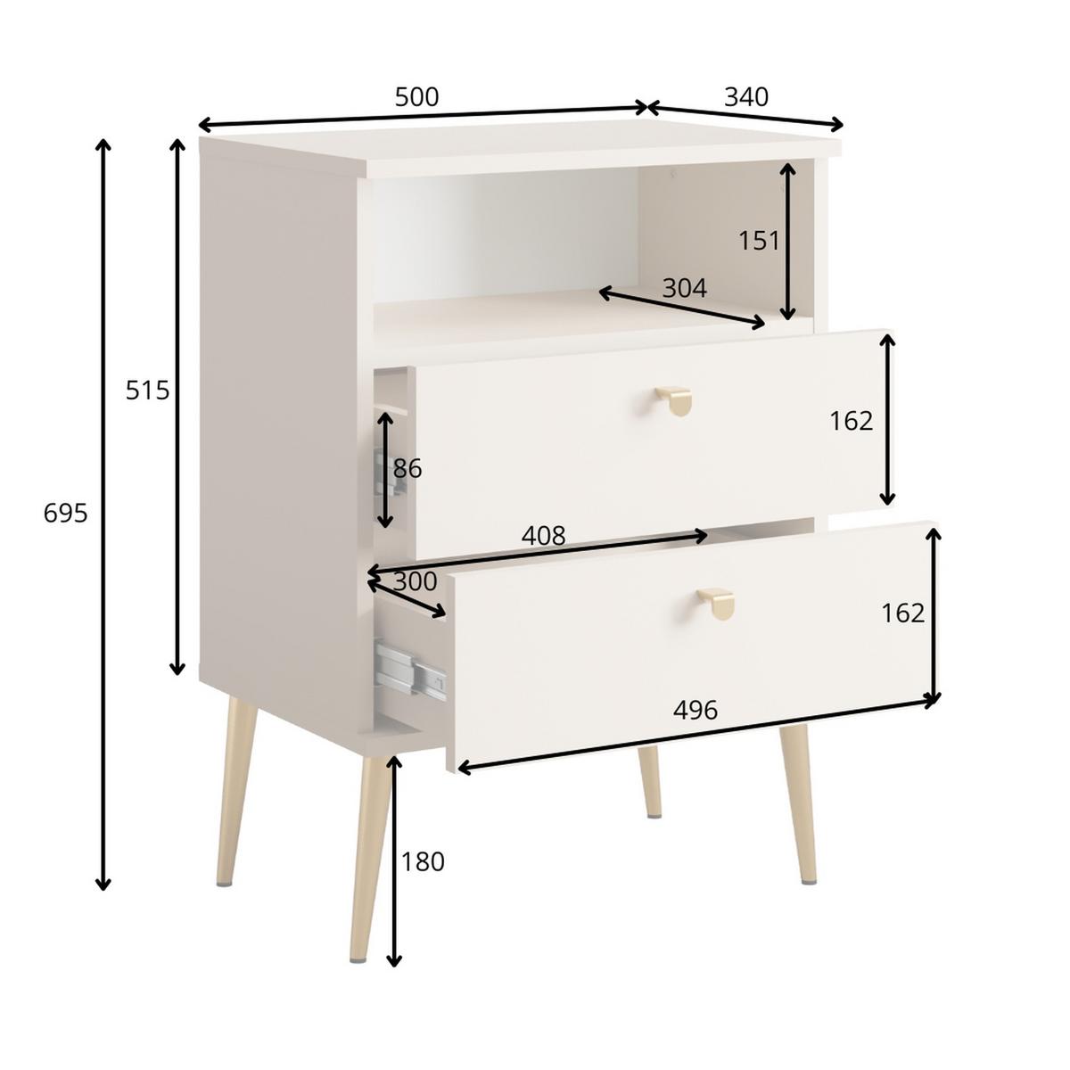 NACHTTISCH Beige 50/69,5/33,9 - Beige, Holzwerkstoff (50/70/34cm) - RAUMHIRSCH FURNITURE