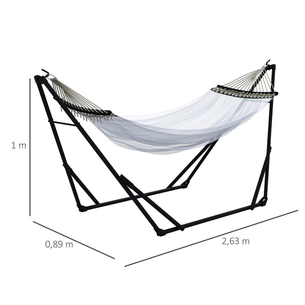 HÄNGEMATTENGESTELL, Metal, Nylon, Weiß - Weiß, Metall (263/89/100cm) - Outsunny