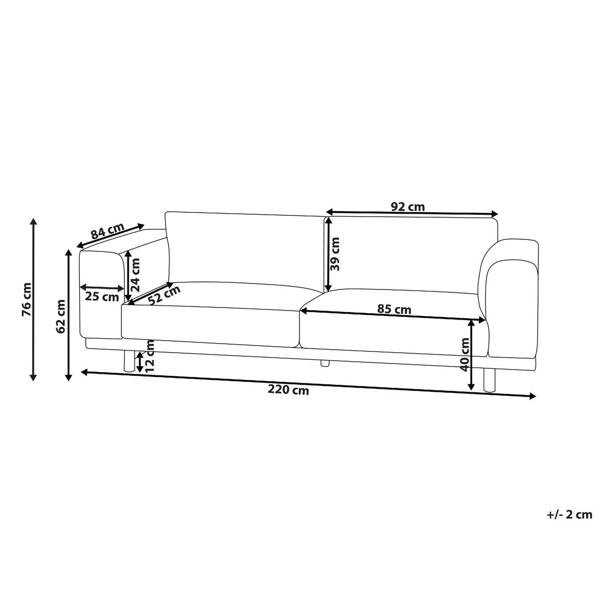 3-SITZER-SOFA Polsterbezug Hellgrau Nivala - Hellgrau, Textil (220/76/84cm) - Beliani