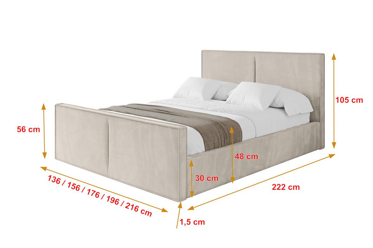 POLSTERBETT mit Bettkasten, Fußteil und Lattenrost, Boxbett ohne Matratze - VANTO-Z 180x200 Beige - Beige, Holzwerkstoff/Textil (180/200cm) - ALTDECOR