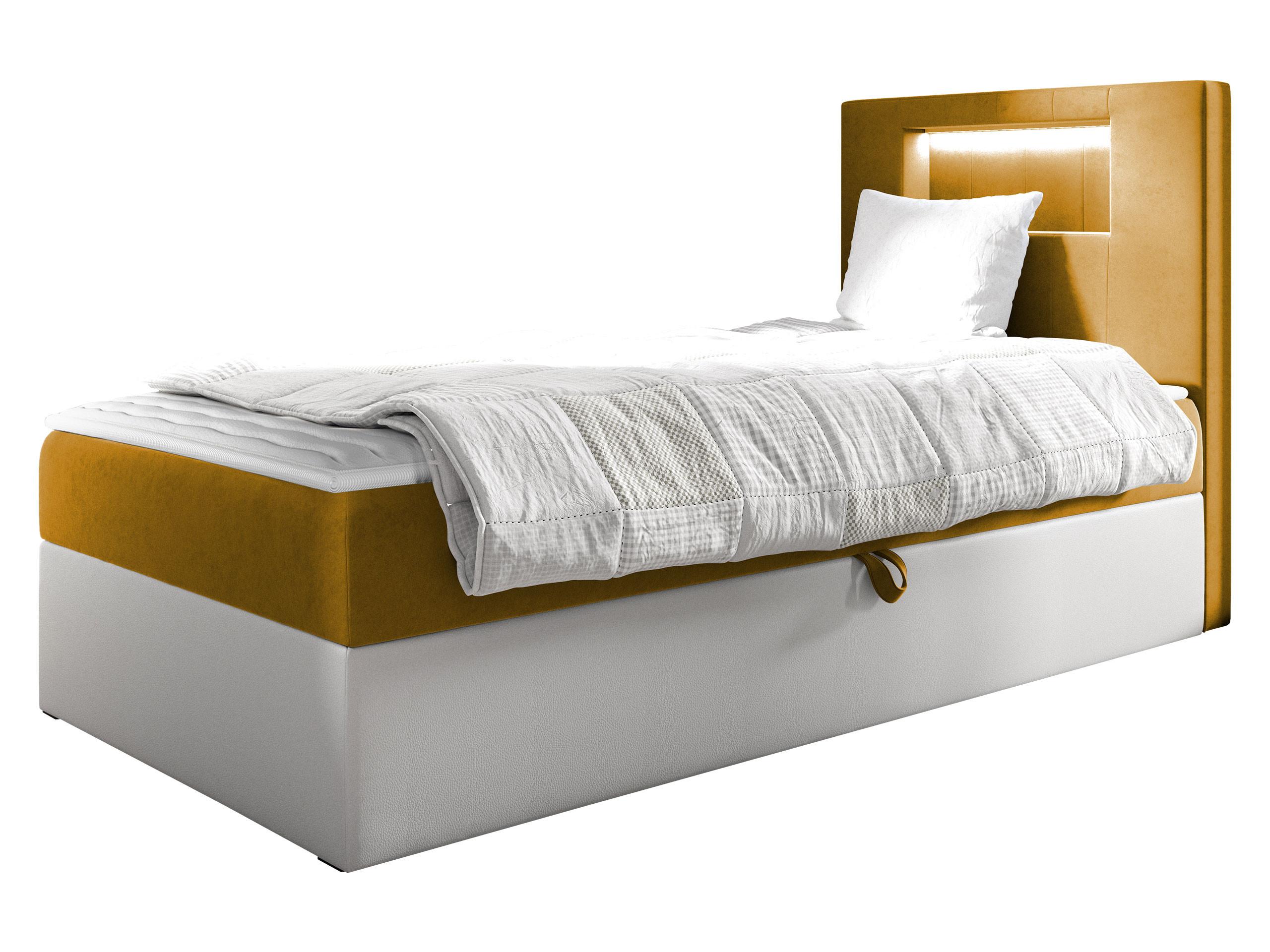 BOXBETT Gold Junior 1, Seite zum Öffnen des Bettkastens: Rechts - H3 - Gelb/Weiß, Holz (80/200cm) - MIRJAN24