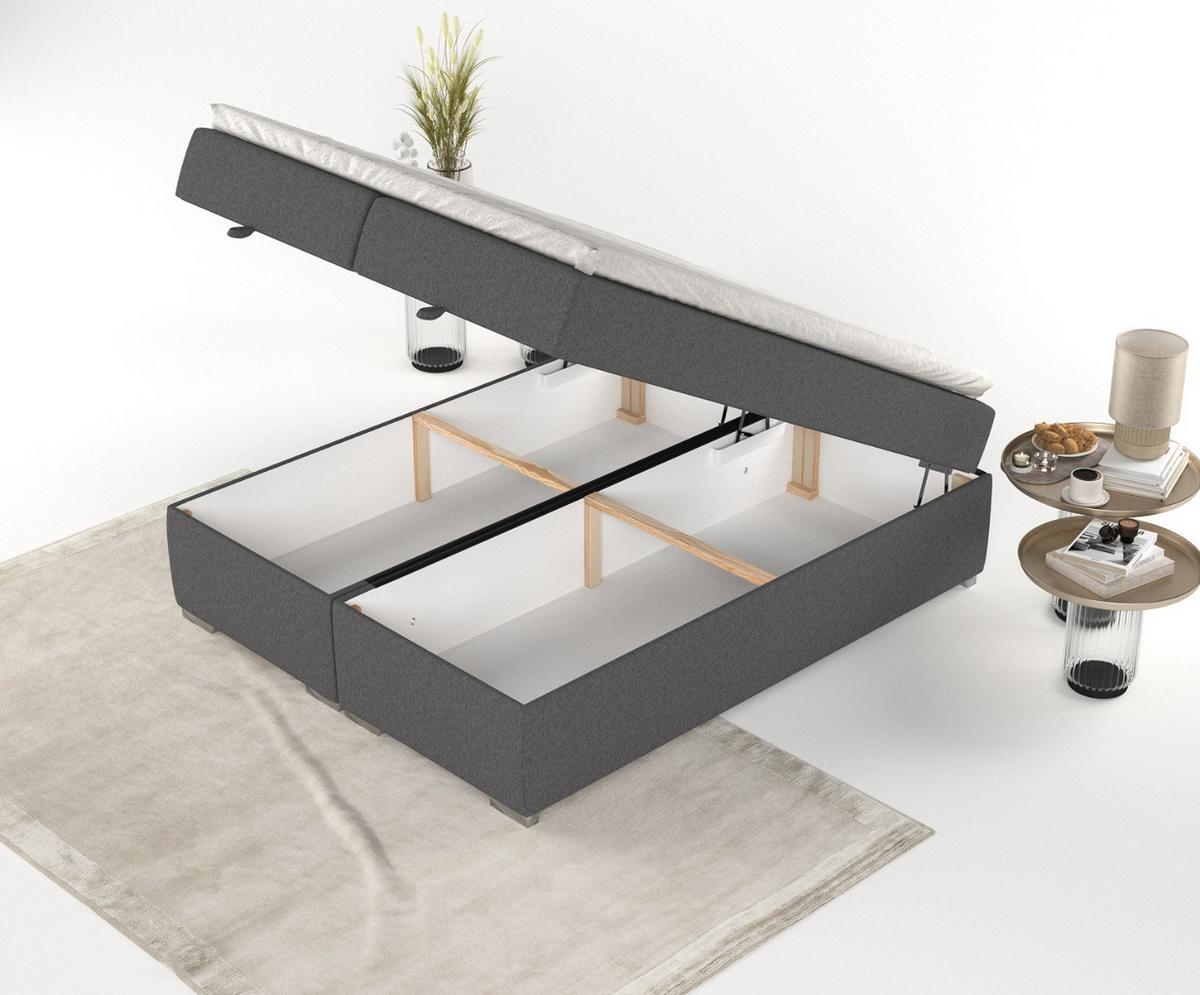 BOXBETT Reto 180/200 cm Anthrazit im Megan Stoff - Chromfarben/Anthrazit, Holz/Holzwerkstoff (180/200cm) - AltaBeds