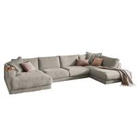 WOHNLANDSCHAFT MADELINE Granit Cord - Greige/Schwarz, Kunststoff/Textil (425/86/224cm) - KAWOLA