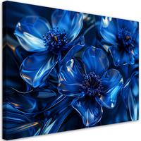 LEINWANDBILD Blaue Glasblumen 3D Makro 60x40cm - Blau, Textil (60/40cm) - Feeby