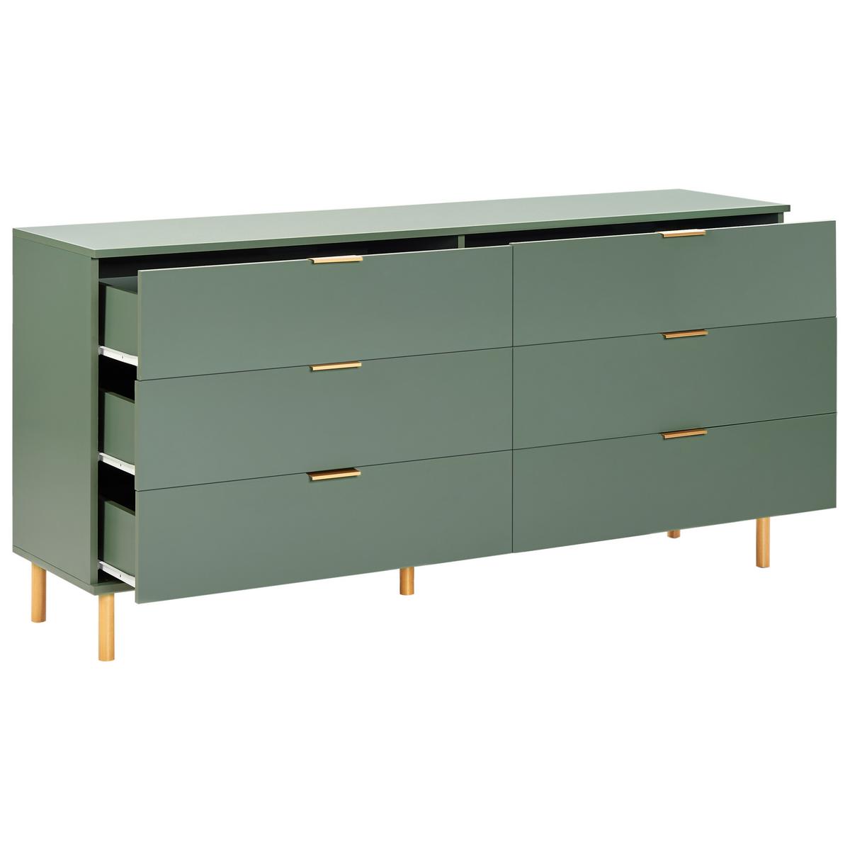 KOMMODE mit 6 Schubladen Grün Walpole - Grün, Holzwerkstoff (158/76/40cm) - Beliani