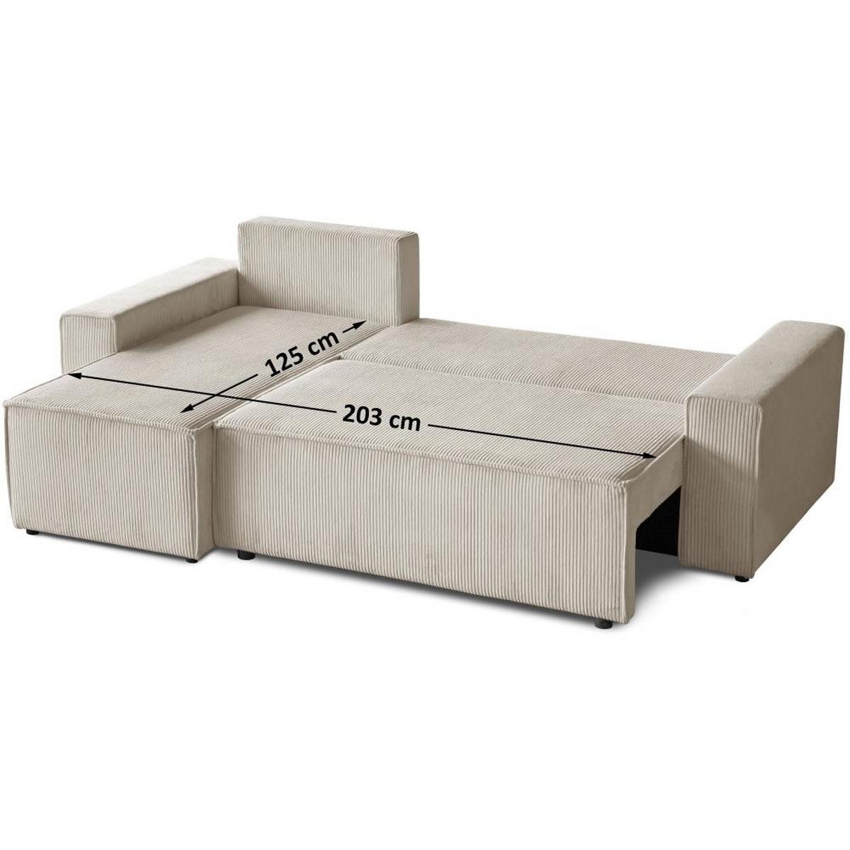 ECKSCHLAFSOFA mit Schlaffunktion Hektor, 247 cm, Ottomane 70 cm, beige - Beige/Schwarz, Kunststoff/Textil (247/152cm) - Beautysofa