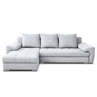 ECKSOFA L Form Manisa Hellgrau 234/145/83 cm Links mit Schlaffunktion - Silberfarben/Hellgrau, Kunststoff/Textil (145/234cm) - AX Living