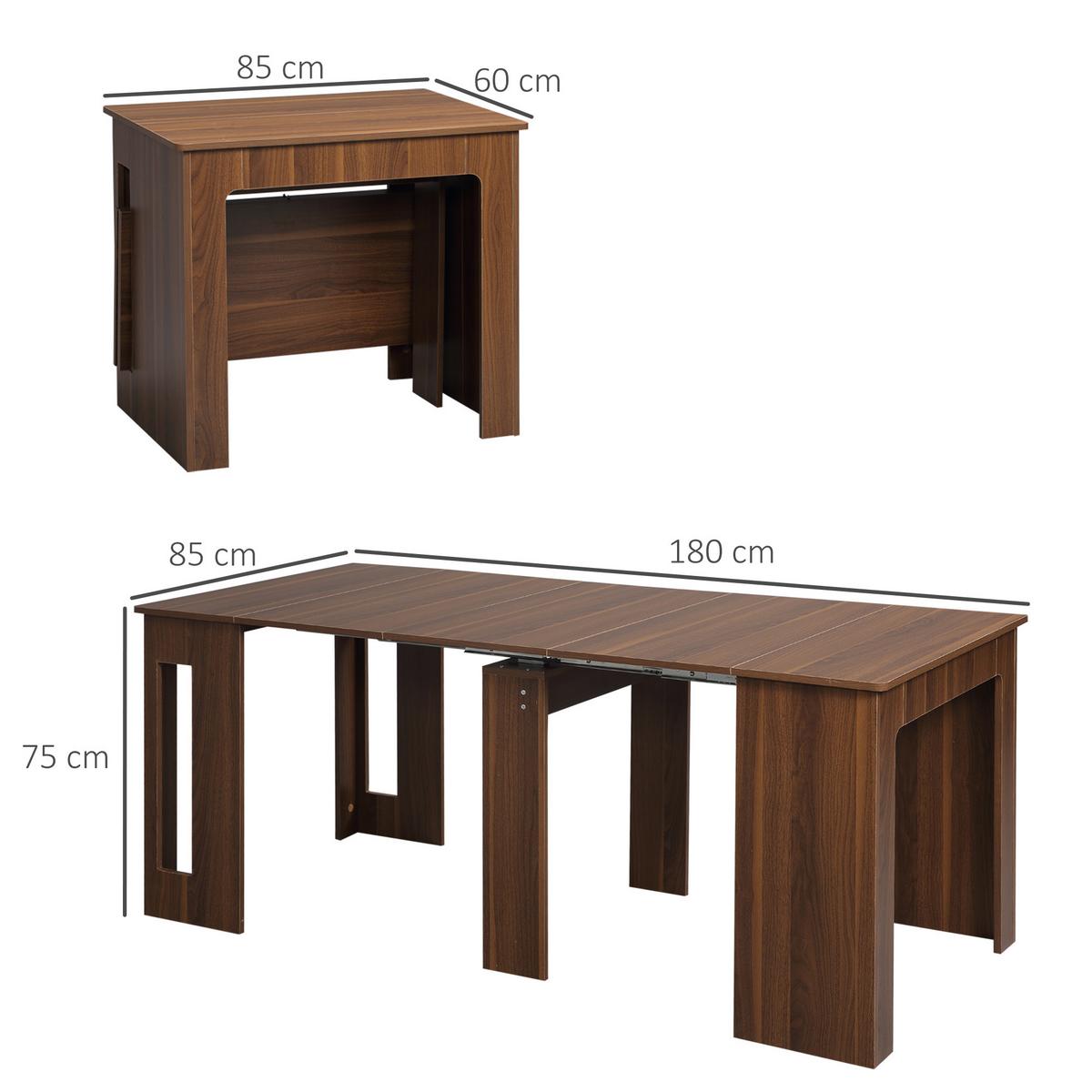 ESSTISCH Klapptisch ausziehbarer Küchentisch Esszimmertisch Holztisch Braun - Hellbraun/Braun, Holzwerkstoff (180/85/75cm) - HOMCOM