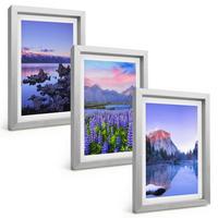 BILDER SET 3er Set - 20x30 cm Silberner Rahmen - Berglandschaften mit Wasser und Himmel - Silberfarben, Kunststoff (20/30cm) - TULUP
