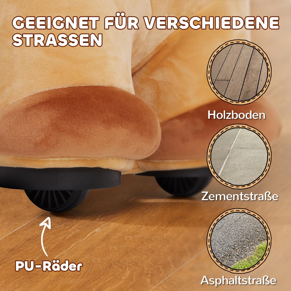 6V Kinder Elektroauto in Pferdform, 2 km/h Kinderfahrzeug mit Musik, Braun - Braun, Kunststoff (69/34/53cm) - AIYAPLAY