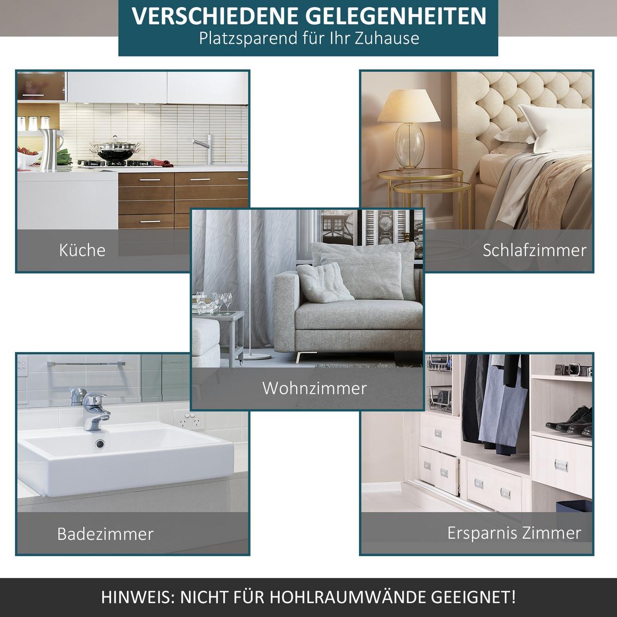 SCHIEBETÜREN-BESCHLAGSATZ, 183 cm Komplett-Set mit Schienen, Dunkelbraun - Braun, Metall (4/0.6/183cm) - HOMCOM