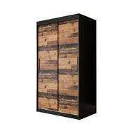 SCHWEBETÜRENSCHRANK 200/100/62 2-türig - Eichefarben/Schwarz, Holz/Kunststoff (100/200/62cm) - MÖBEL KRYSPOL