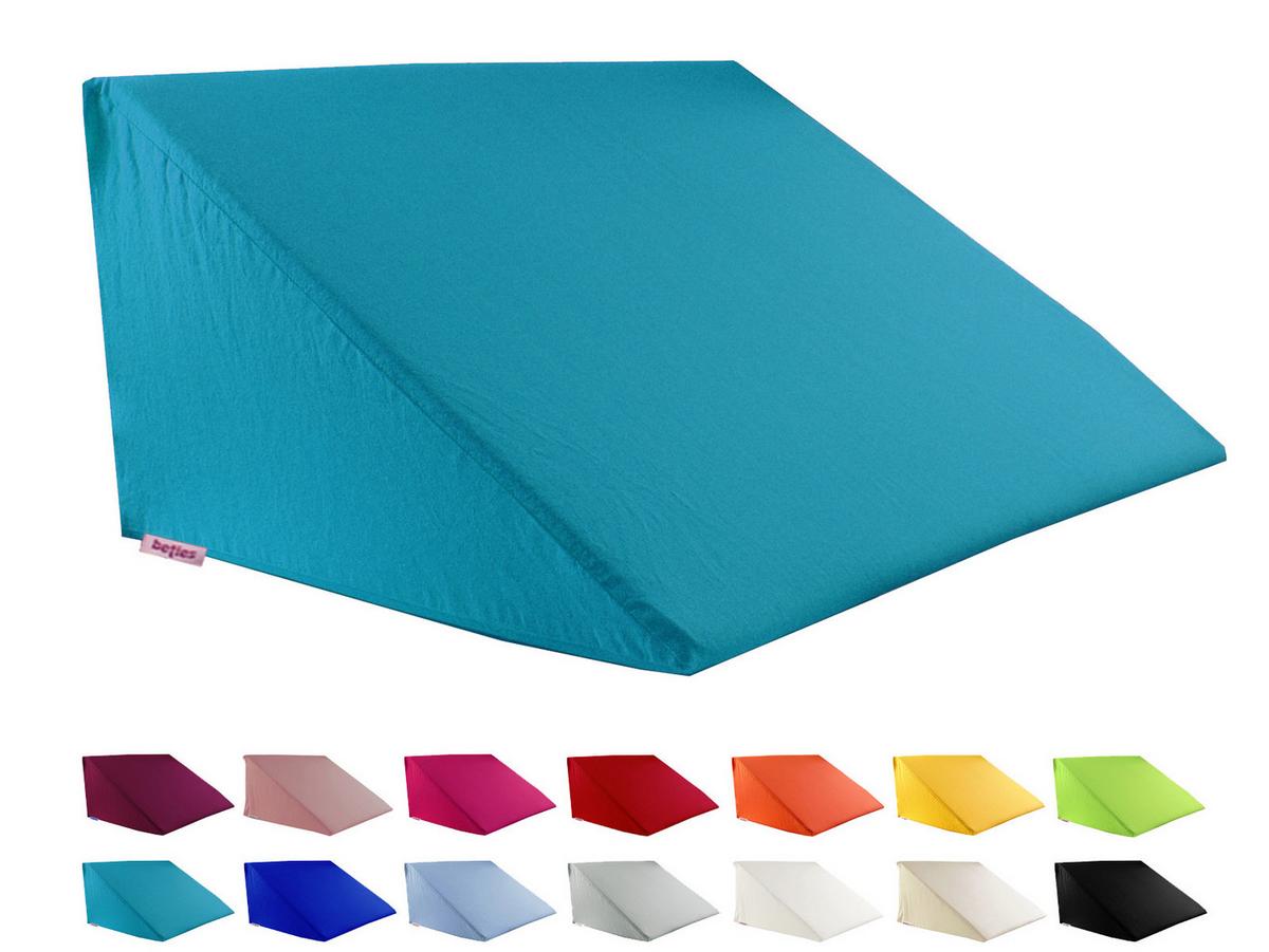 KEILKISSENBEZUG Basic 100% Baumwolle petrol 62/49/30 cm - Petrol, Textil (62/49cm) - beties Heimtextil
