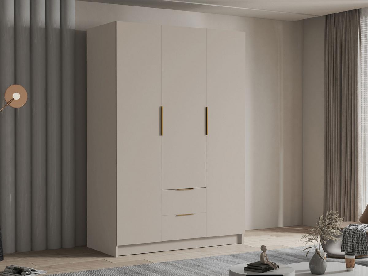KLEIDERSCHRANK Calwi I - Kaschmir/Goldfarben, Holzwerkstoff/Kunststoff (150/216/60cm) - MIRJAN24