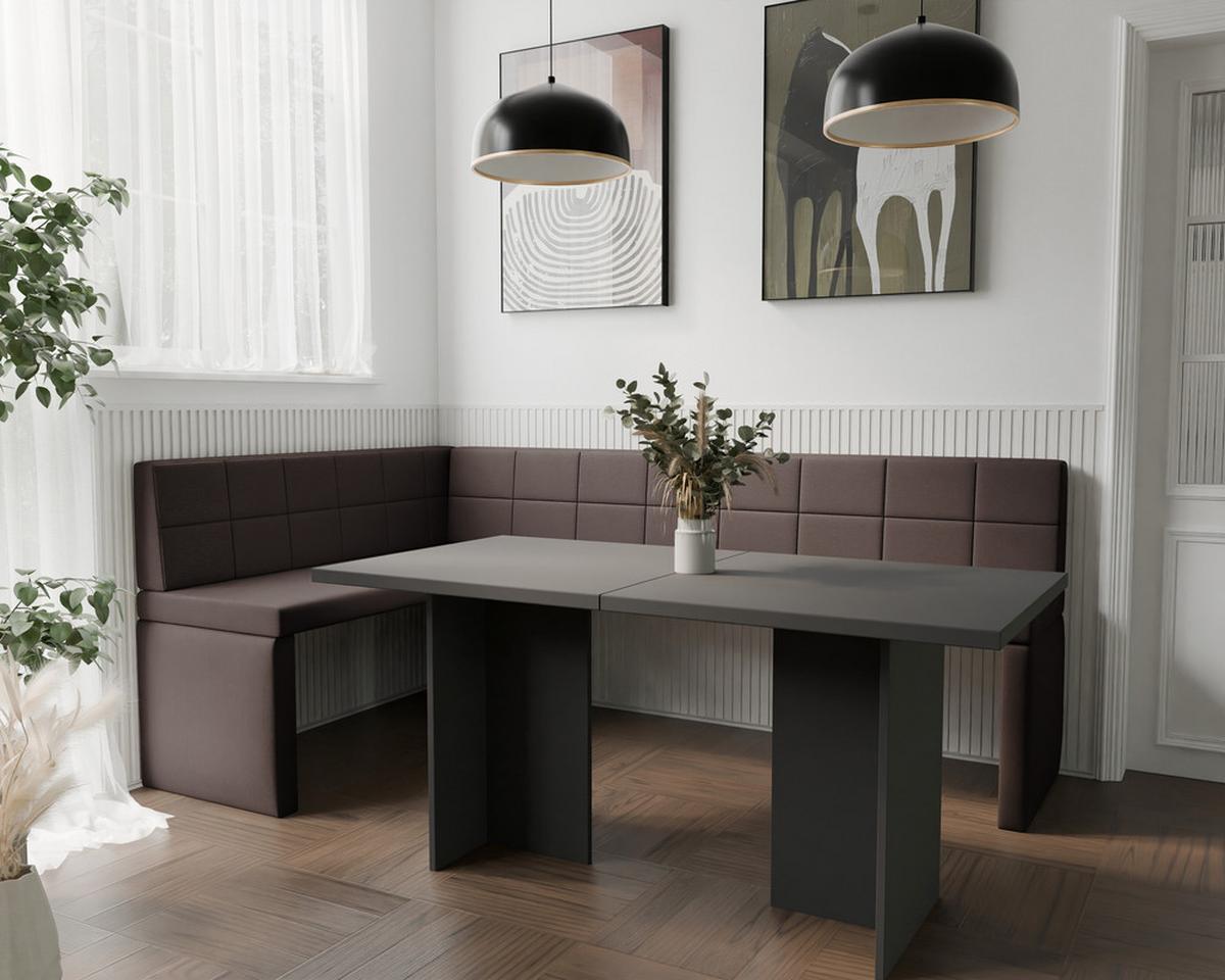 ECKBANK links MELVIN Kunstleder, 128/168 cm Braun - Braun, Holz/Kunststoff (128/168cm) - Idohome