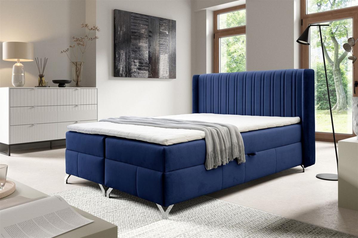BOXBETT Damien - Blau, Holzwerkstoff/Textil (120/200cm) - Fun Möbel