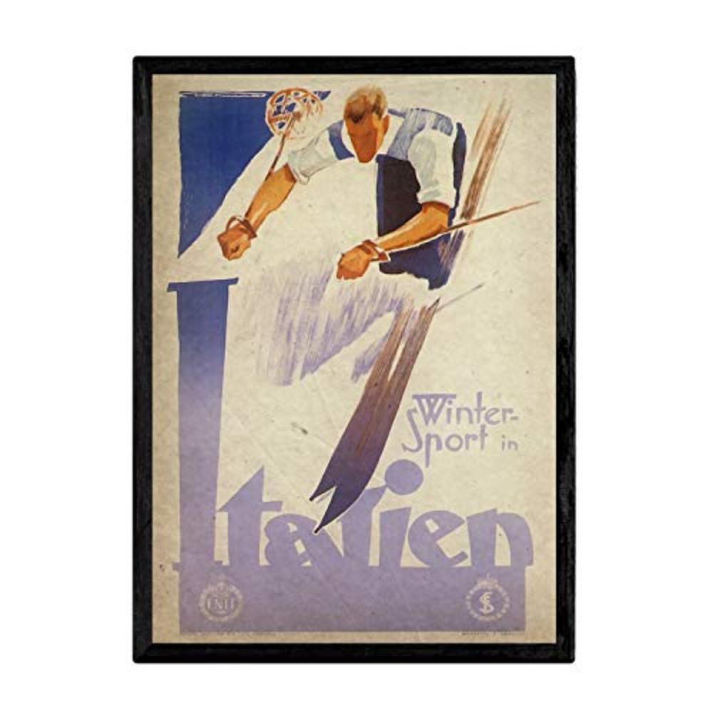POSTER Ski Italien A3 Schwarzer Rahmen - Schwarz, Papier (29.7/5/42cm) - Nacnic
