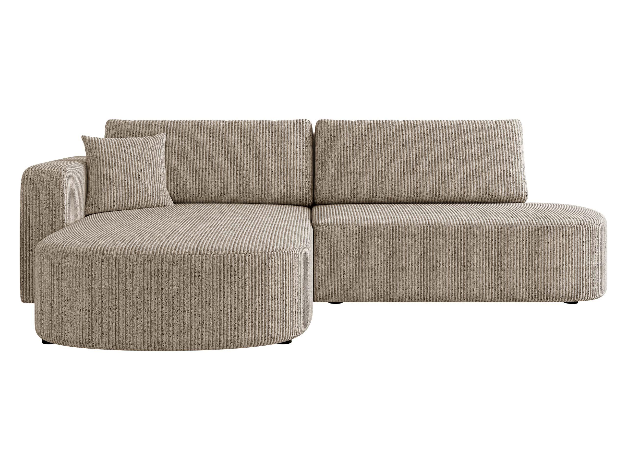 ECKSOFA Zerte Cord, Seite: Links - Beige/Schwarz, Holz/Kunststoff (252/175cm) - MIRJAN24