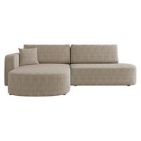 ECKSOFA Zerte Cord, Seite: Links - Beige/Schwarz, Holz/Kunststoff (252/175cm) - MIRJAN24