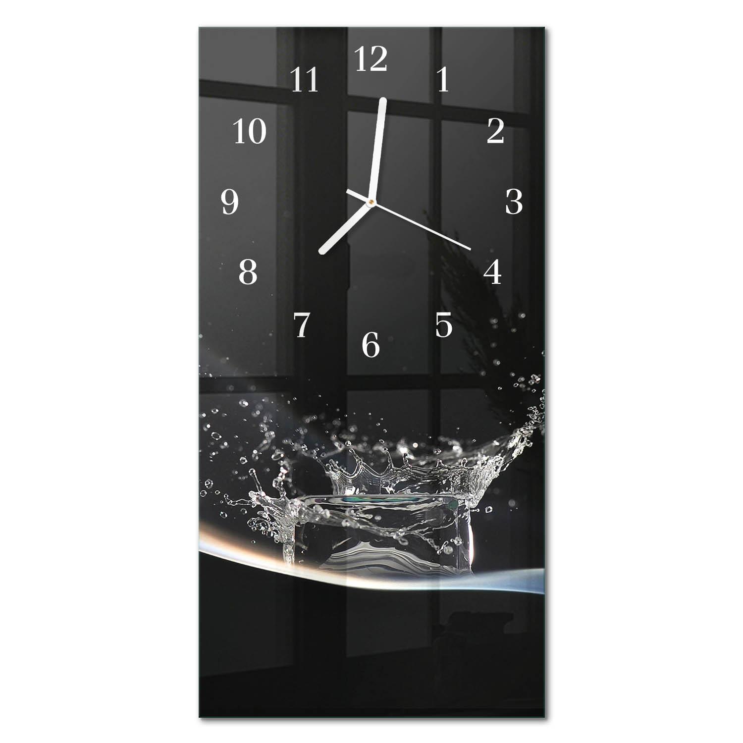 WANDUHR aus Glas 30x60 cm - Wasser - Schwarz, Glas (30/60/0.4cm) - TULUP