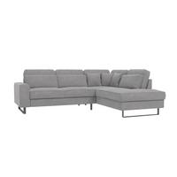 ECKSOFA Zuri Hellgrau Samt - Hellgrau/Schwarz, Holz/Kunststoff (290/231cm) - S-Style Möbel
